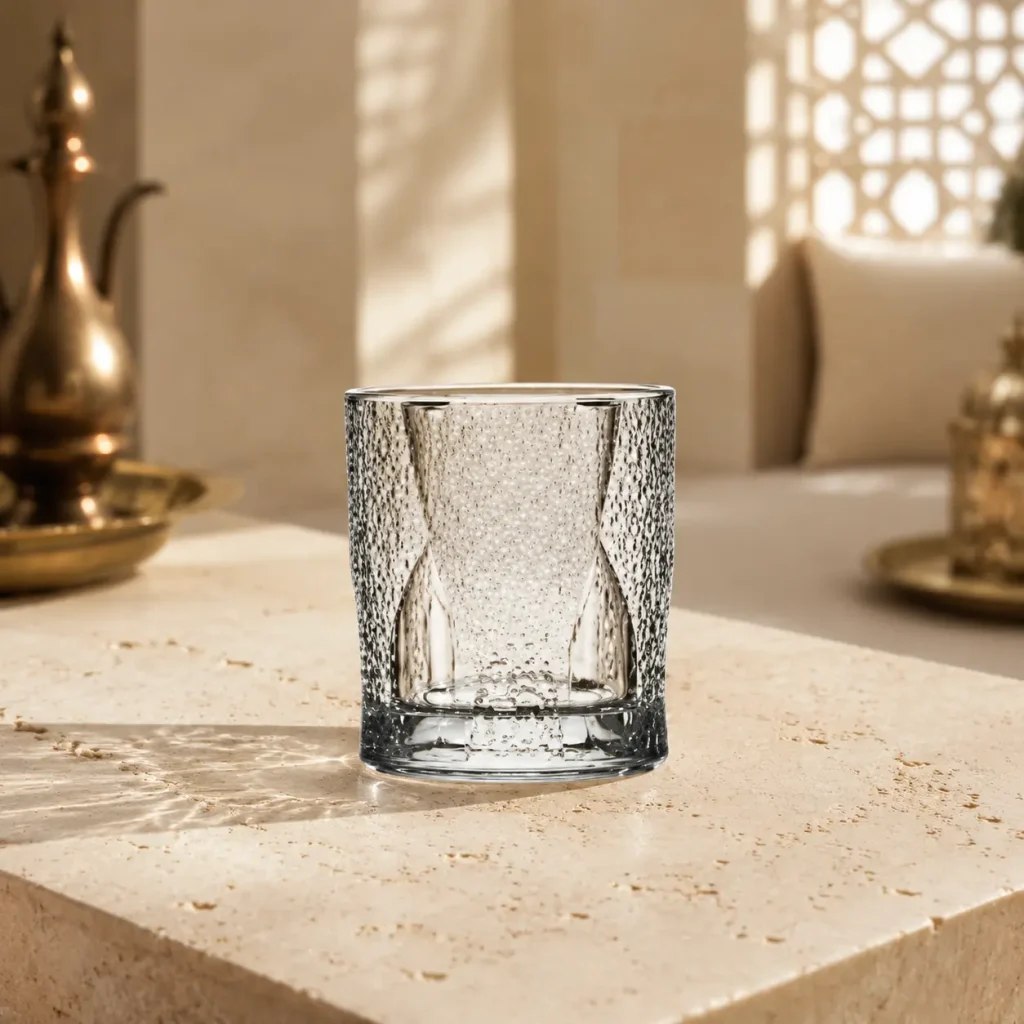 95 ml Textured Mini Tea Glass — Ice Pebble | كوب شاي صغير مزخرف سعة 95 مل — L-002 — Plain