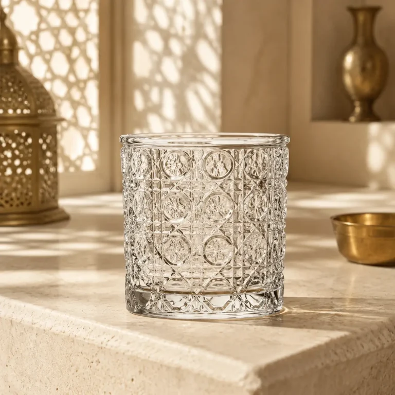 95 ml Textured Mini Tea Glass — Circular Motif | كوب شاي صغير مزخرف سعة 95 مل — L-004 — Plain