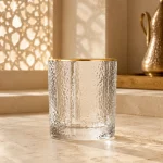 95 ml Textured Mini Tea Glass — Coarse Ice | كوب شاي صغير مزخرف سعة 95 مل — L-006 — Rim Gold Only