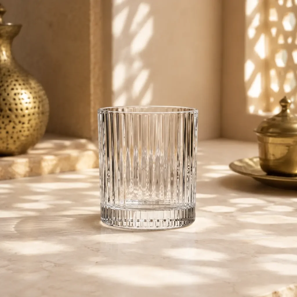 95 ml Textured Mini Tea Glass — Fine Vertical Rib | كوب شاي صغير مزخرف سعة 95 مل — L-009 — Plain