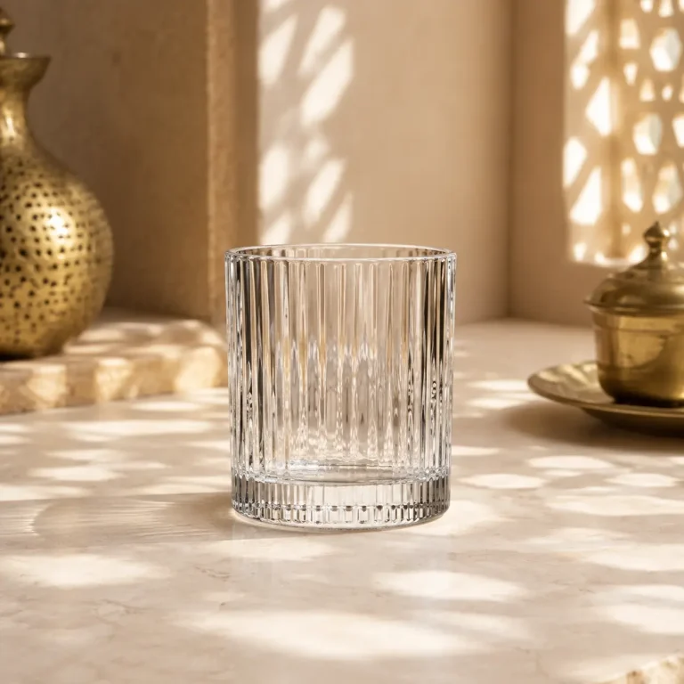 95 ml Textured Mini Tea Glass — Fine Vertical Rib | كوب شاي صغير مزخرف سعة 95 مل — L-009 — Plain
