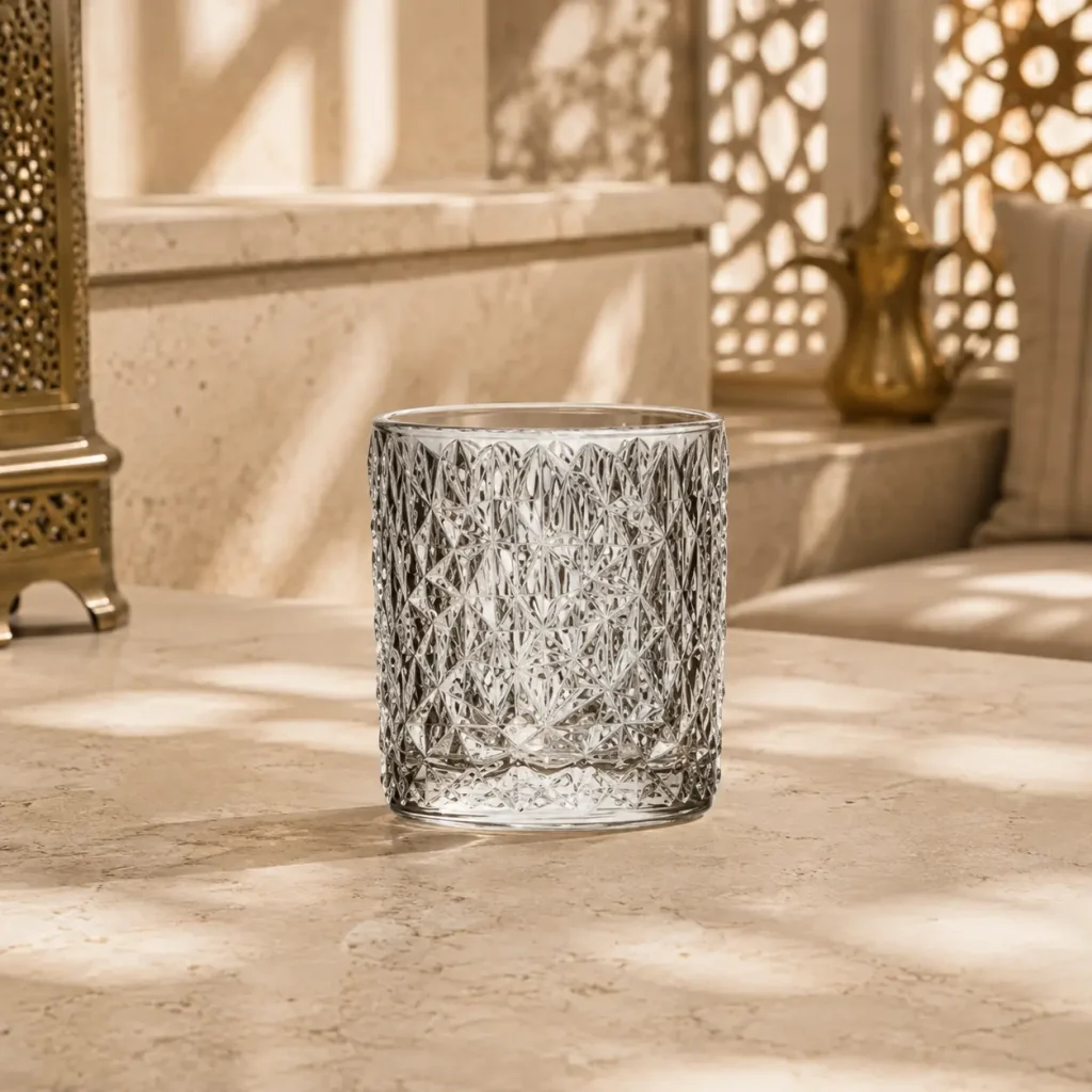95 ml Textured Mini Tea Glass — Interlaced Diamond | كوب شاي صغير مزخرف سعة 95 مل — L-010 — Plain