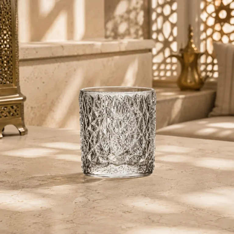 95 ml Textured Mini Tea Glass — Interlaced Diamond | كوب شاي صغير مزخرف سعة 95 مل — L-010 — Plain