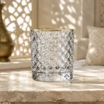 95 ml Textured Mini Tea Glass — Fish Scale | كوب شاي صغير مزخرف سعة 95 مل — L-011 — Rim Gold Only
