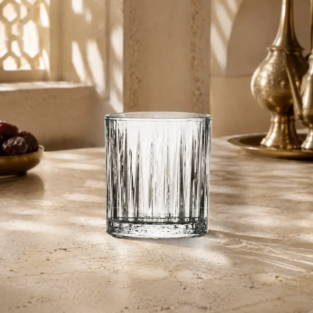 95 ml Textured Mini Tea Glass — Long Rib | كوب شاي صغير مزخرف سعة 95 مل — L-013 — Plain