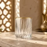95 ml Textured Mini Tea Glass — Long Rib | كوب شاي صغير مزخرف سعة 95 مل — L-013 — Rim Gold Only