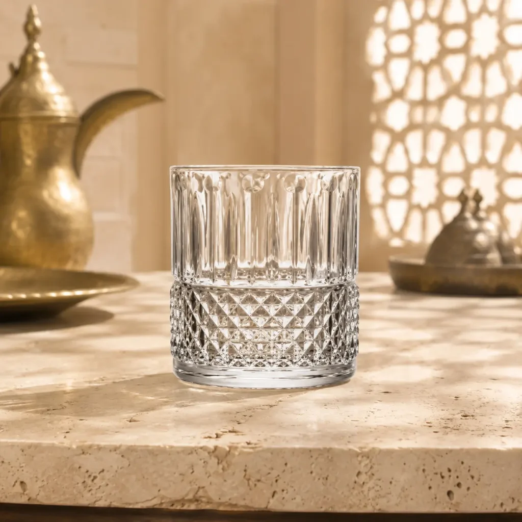 95 ml Textured Mini Tea Glass — Rib and Diamond | كوب شاي صغير مزخرف سعة 95 مل — L-015 — Plain