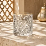 95 ml Textured Mini Tea Glass — Irregular Ice | كوب شاي صغير مزخرف سعة 95 مل — L-016 — Rim Gold Only