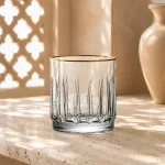 95 ml Textured Mini Tea Glass — Mountain Peak | كوب شاي صغير مزخرف سعة 95 مل — L-017 — Rim Gold Only