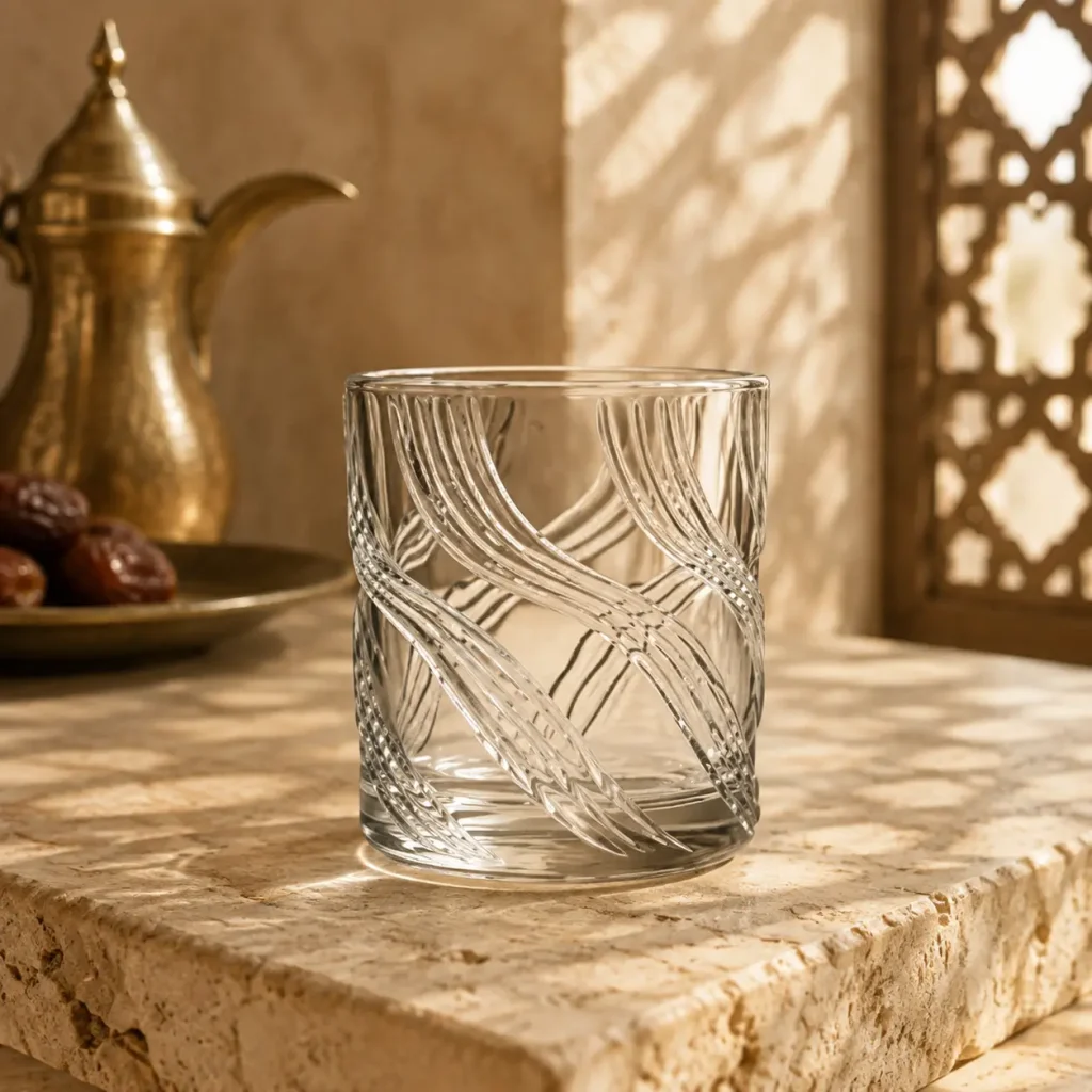 95 ml Textured Mini Tea Glass — Flowing Wave | كوب شاي صغير مزخرف سعة 95 مل — L-018 — Plain