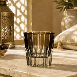 217 ml Colored Fluted Tumbler — Amber | كوب ملون مضلع بقاعدة سميكة سعة 217 مل — HF003 — Plain