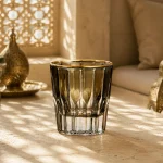217 ml Colored Fluted Tumbler — Amber | كوب ملون مضلع بقاعدة سميكة سعة 217 مل — HF003 — Rim Gold Only