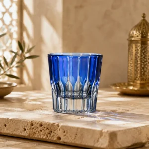217 ml Colored Fluted Tumbler — Blue | كوب ملون مضلع بقاعدة سميكة سعة 217 مل — HF003 — Plain