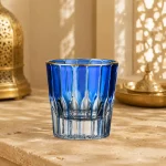 217 ml Colored Fluted Tumbler — Blue | كوب ملون مضلع بقاعدة سميكة سعة 217 مل — HF003 — Rim Gold Only