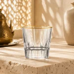 217 ml Colored Fluted Tumbler — Clear | كوب ملون مضلع بقاعدة سميكة سعة 217 مل — HF003 — Rim Gold Only