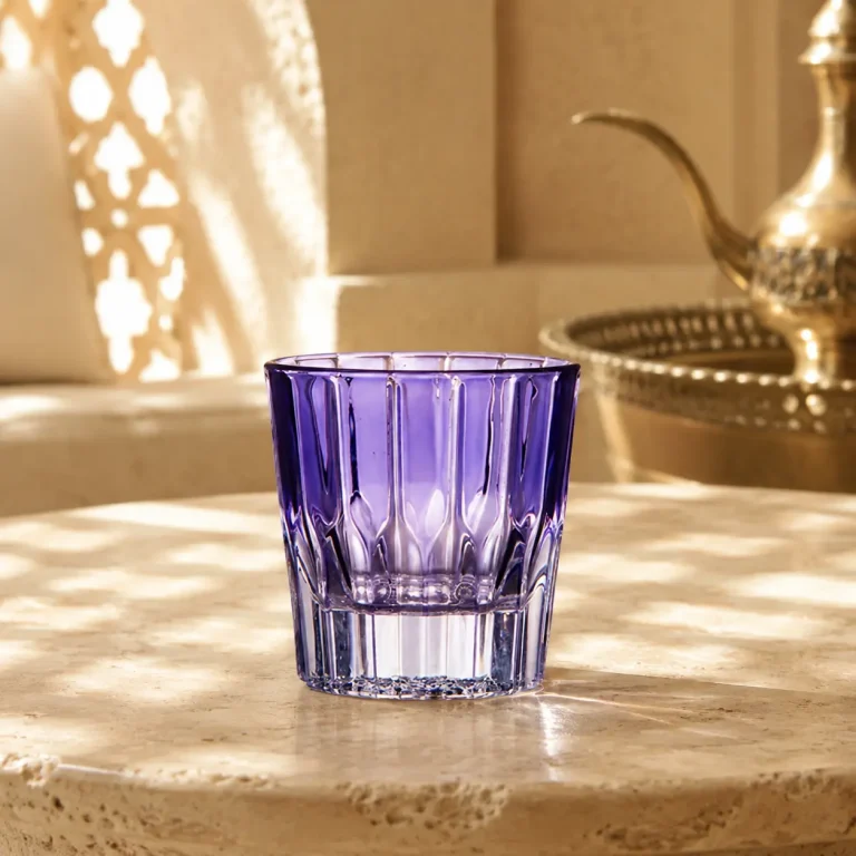 217 ml Colored Fluted Tumbler — Purple | كوب ملون مضلع بقاعدة سميكة سعة 217 مل — HF003 — Plain