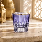 217 ml Colored Fluted Tumbler — Purple | كوب ملون مضلع بقاعدة سميكة سعة 217 مل — HF003 — Rim Gold Only
